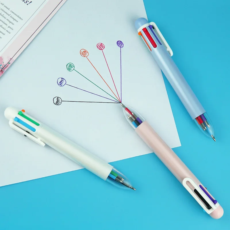 wholesale kawaii Multifunctional press type multicolor pen 6 color ballpoint pen