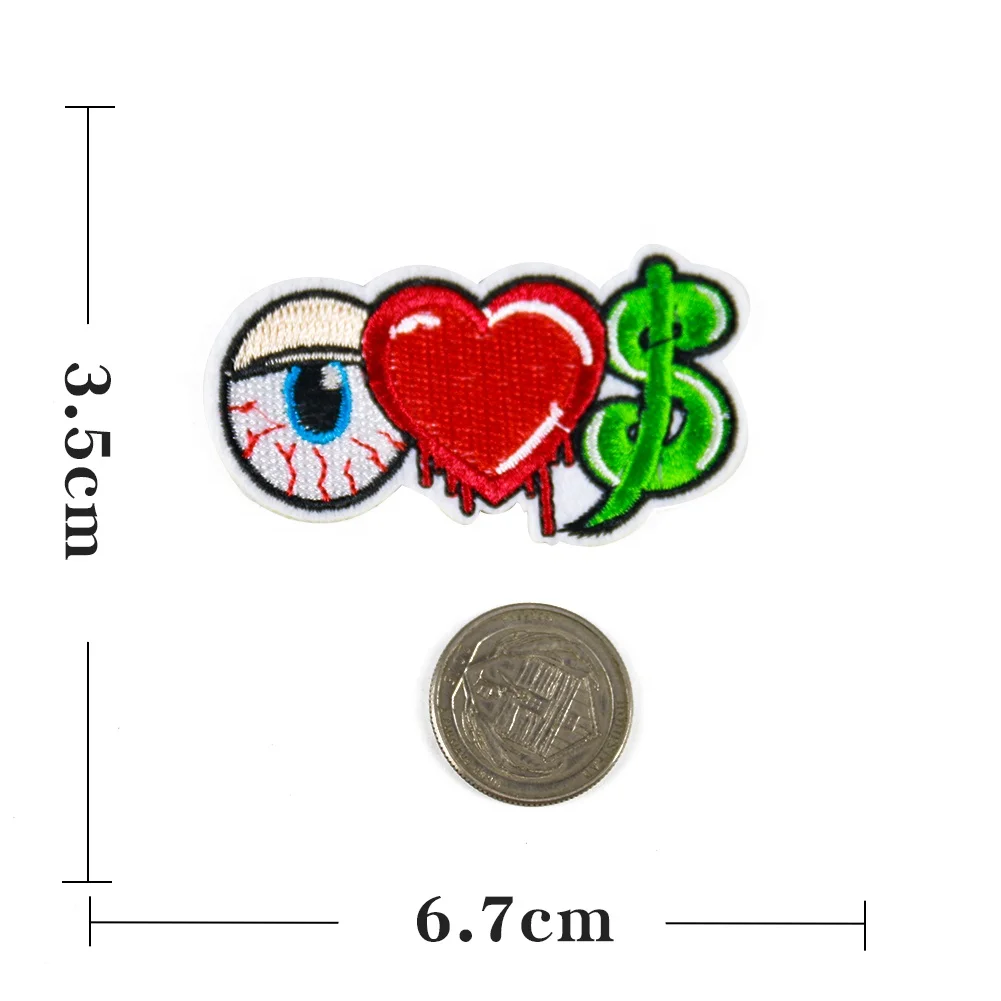  Оптовая продажа китайское производство высокое качество нашивка с надписью Money in the Eye Badge помощью утюга на одежду и в форме