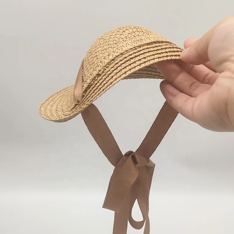 High quality Cute little French straw garden  hat and the material is straw and polyester Doll Girl Straw Hat