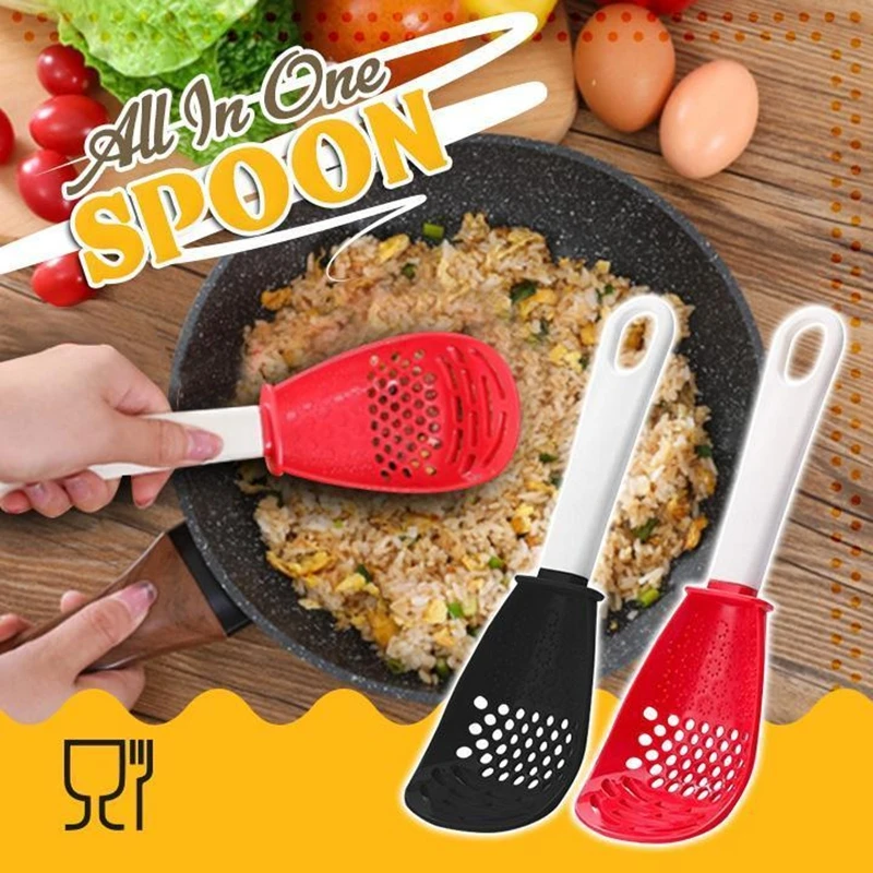 Multifunctional Kitchen Cooking Spoon Mashing Draining Colander Pressing Mashed Potatoes Grinding Ginger Garlic Cooking Spatula