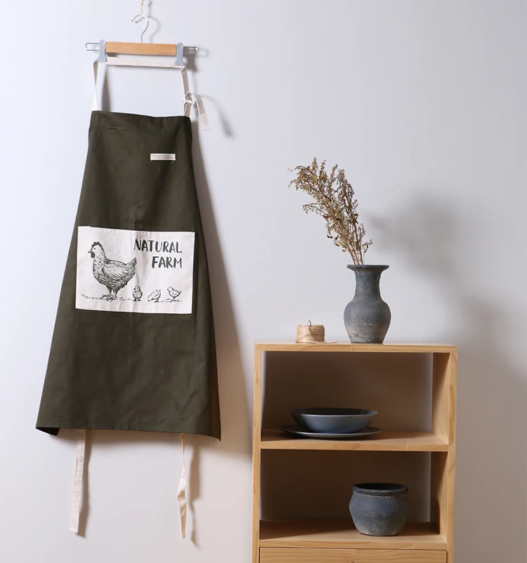 Size Color Customization Poly Pretty Promotional Coffee Shop Hot Sell Cotton Printed Apron kitchen