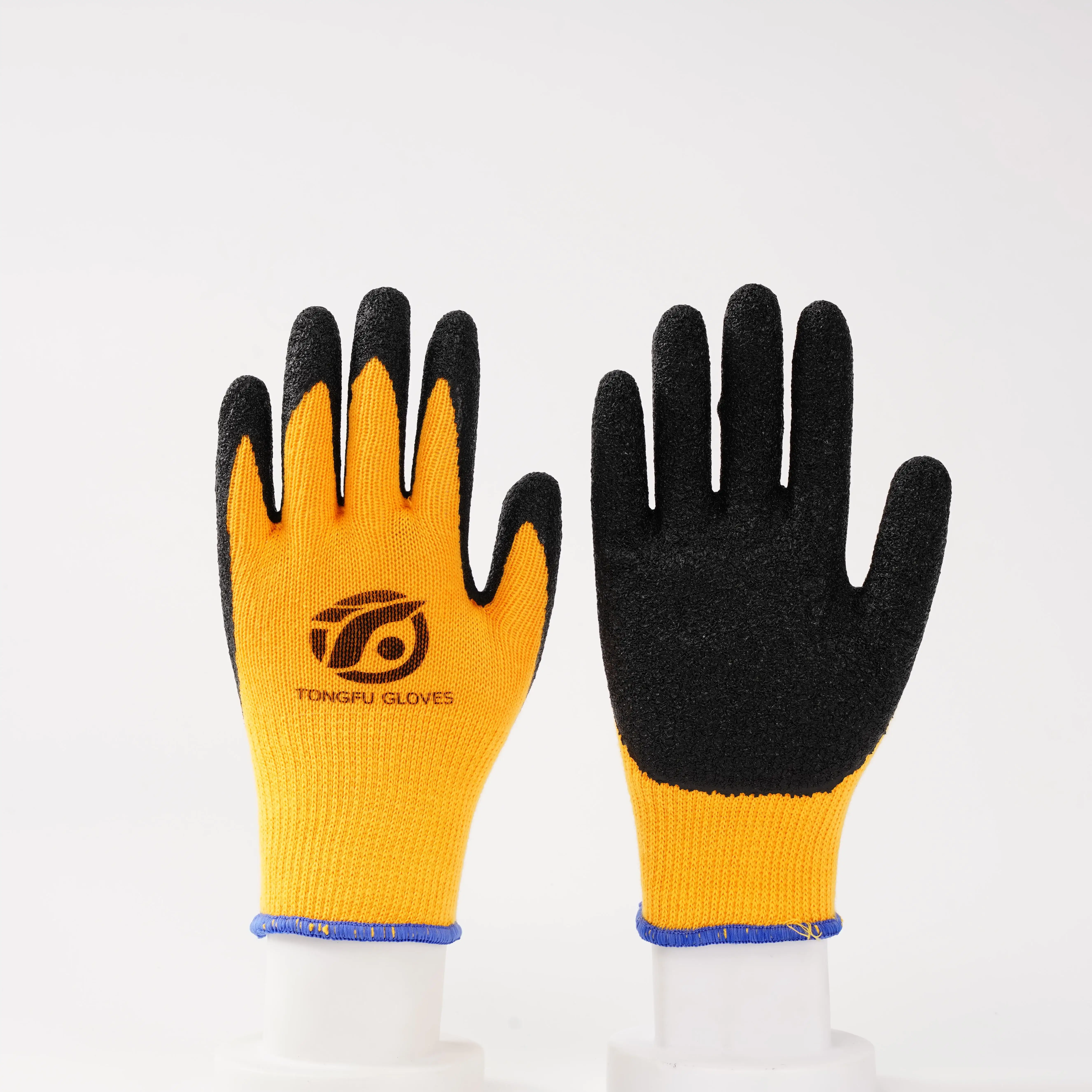 10 gauge Red polycotton liner Grab latex Palm Coated Gloves with Knitted wrist