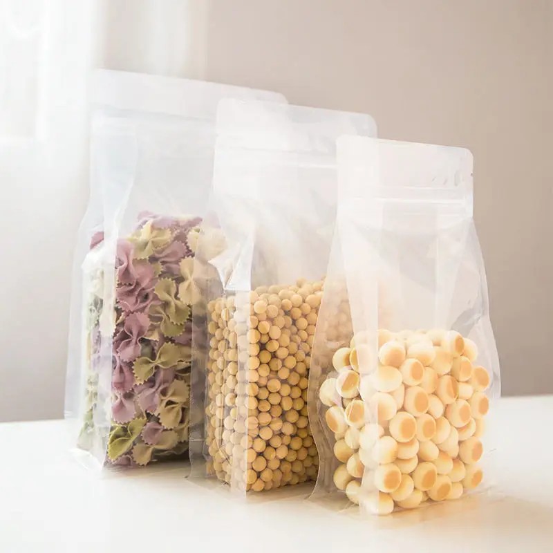 Eight side seal plastic dried food packaging bag with zipper and custom print
