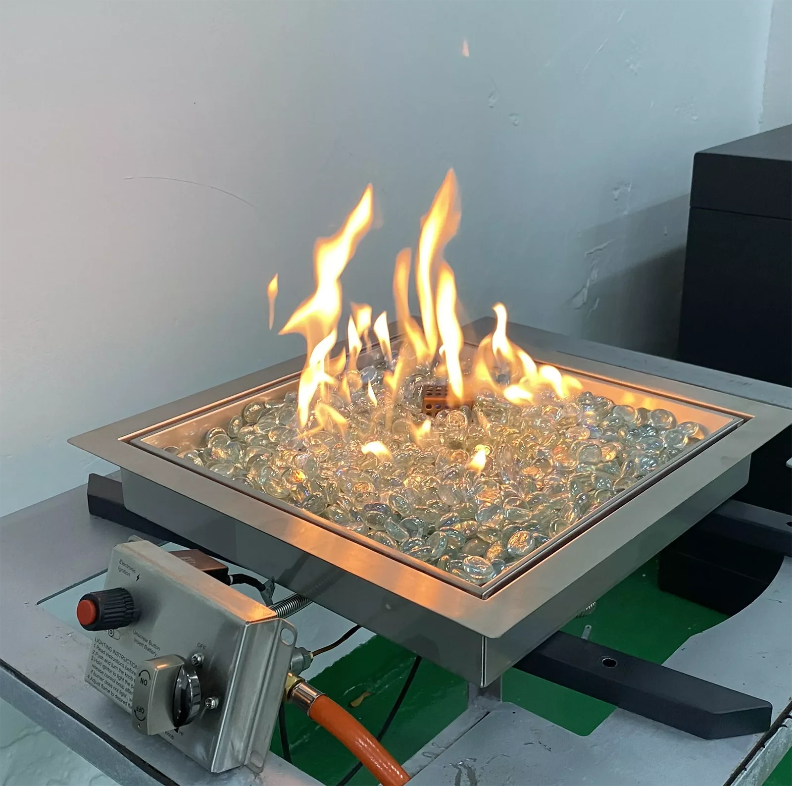 Patio 420X420 MM Square Stainless Steel Drop-in Propane Gas Fire Pit Burner Assembly Kit System