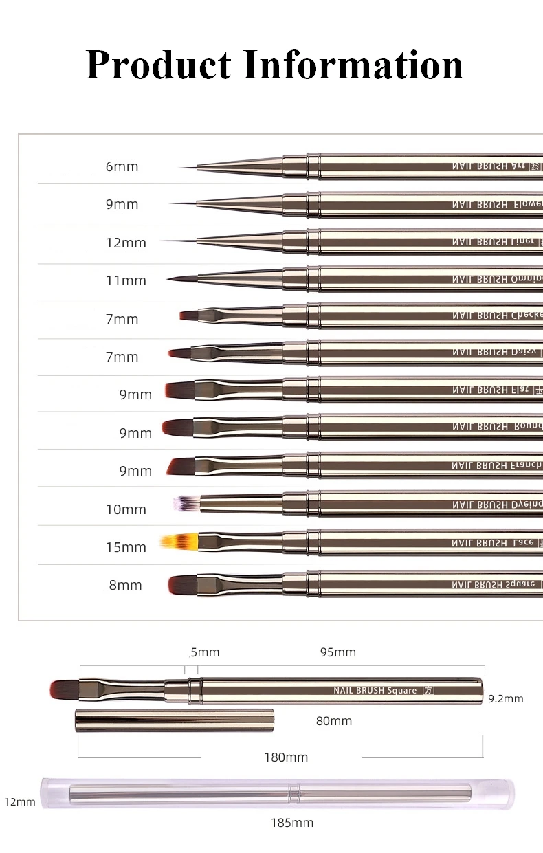 New Professional Nail Art Tools Metal Rod Light Therapy Paint Petal Drawing Lace Pen Nail Brush