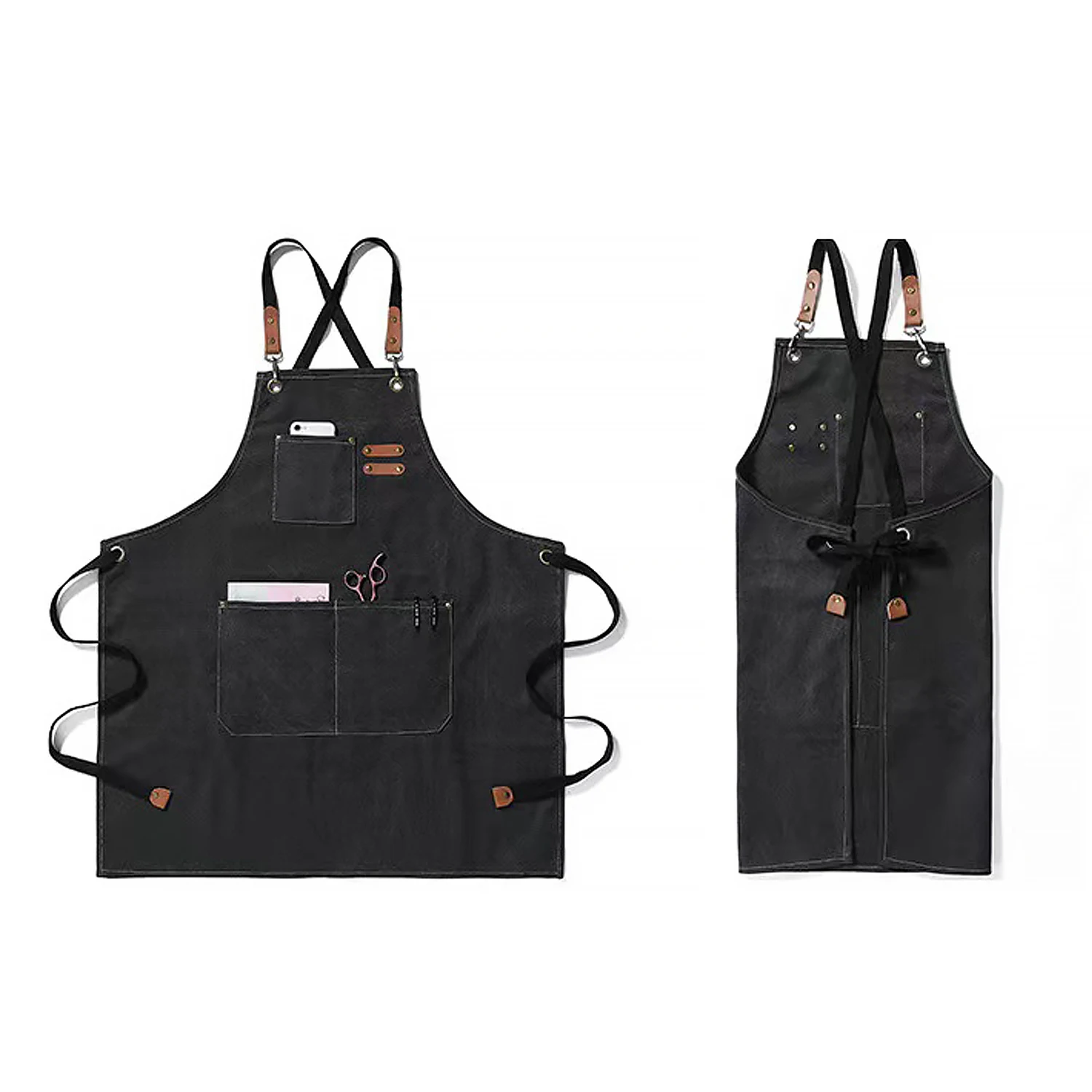 Wholesale Custom Logo Plain Black Cotton Polyester Waterproof Chef Cafe BBQ Food Cooking Cleaning Bib Aprons Kitchen Apron