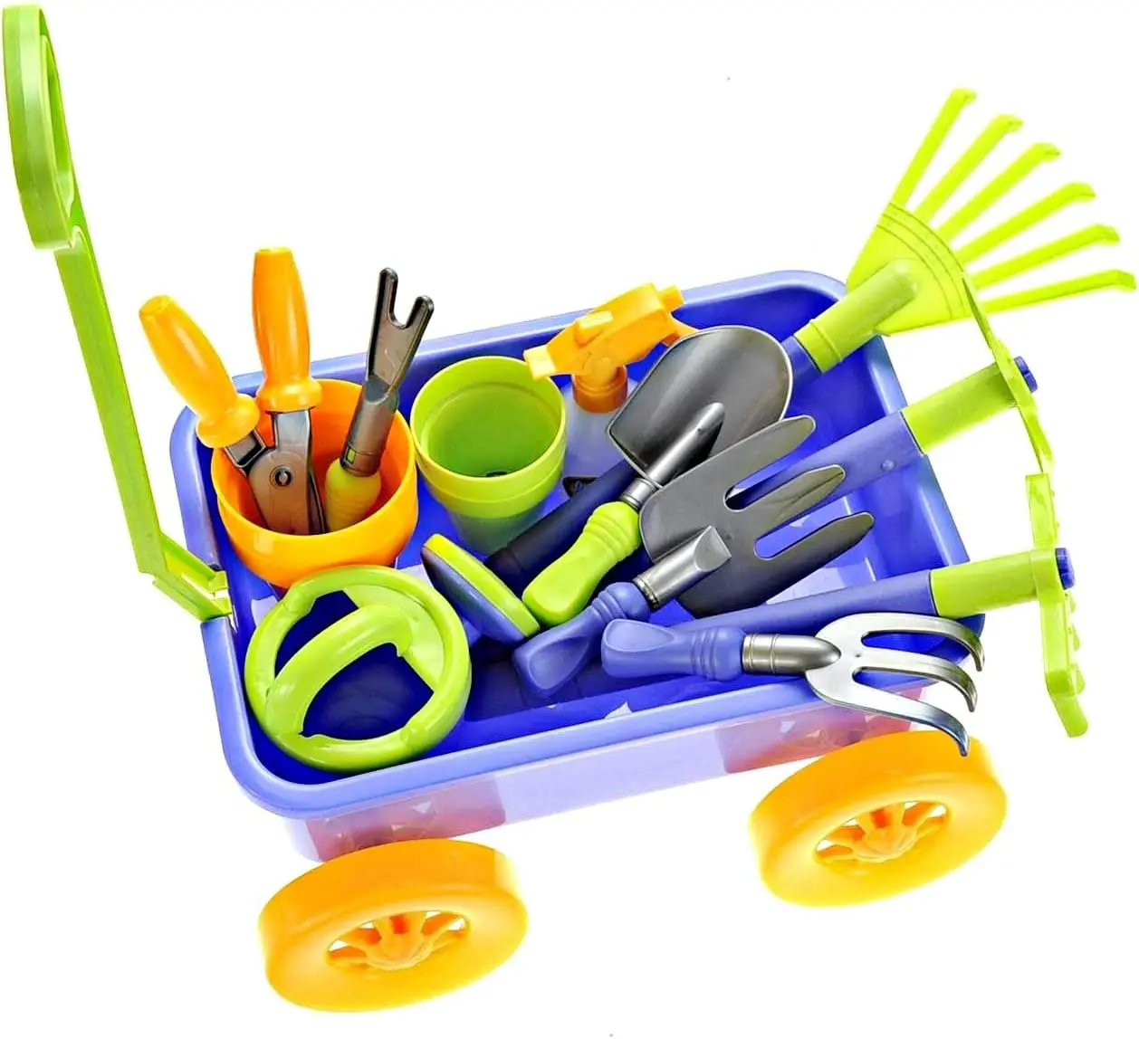 Garden Wagon & Tools Toy Set Premium 15 Piece Gardening Tools & Wagon Toy Set