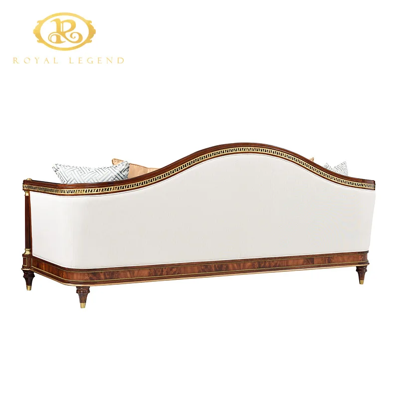 Hot Sale Leather Mahogany Wood Carving Classical Furniture European Luxury Antique Sofa Set Furniture