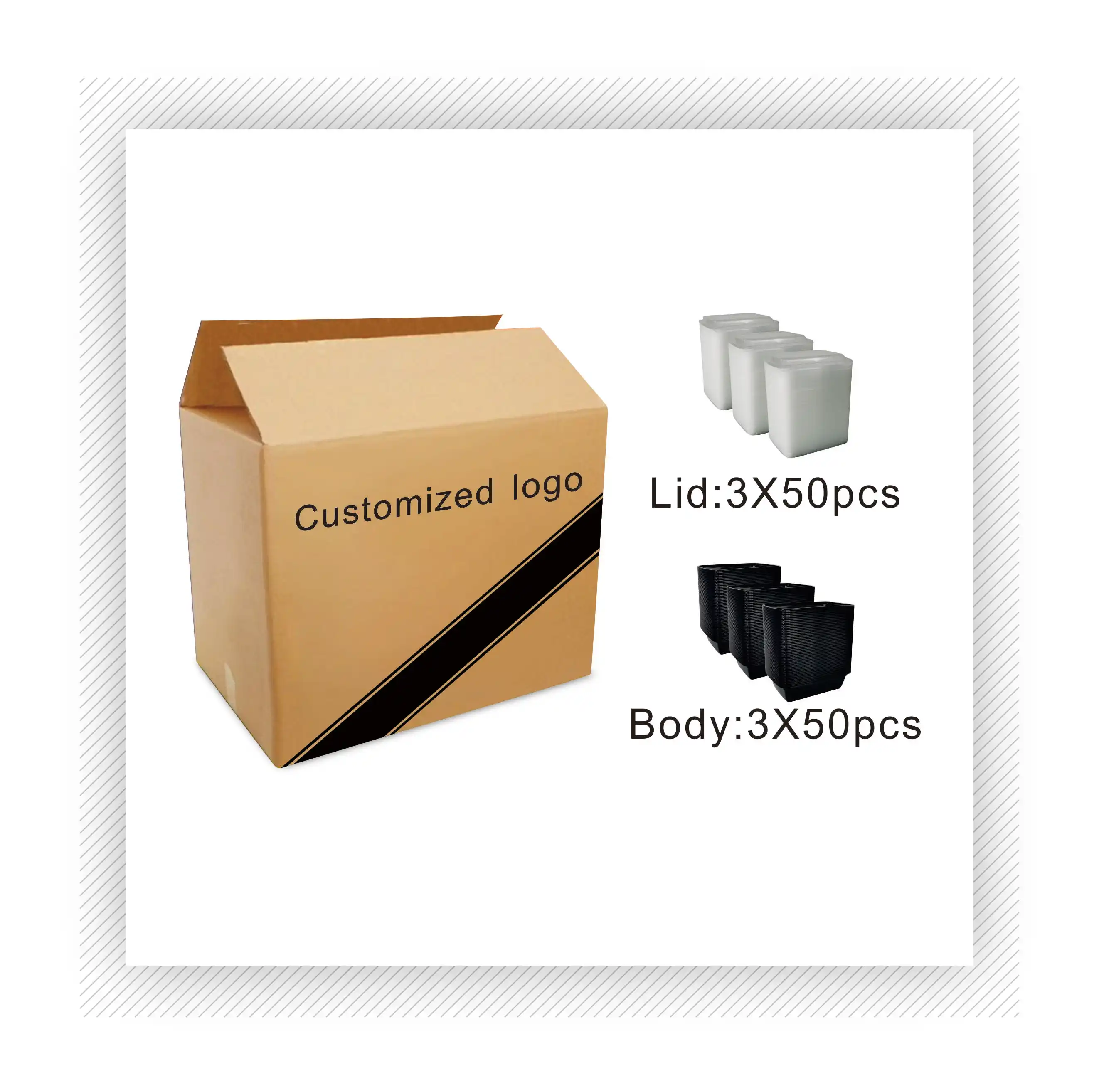 Custom Made Microwave Safe Plastic Food Packaging Containers For Takeaway Hot Cold Food