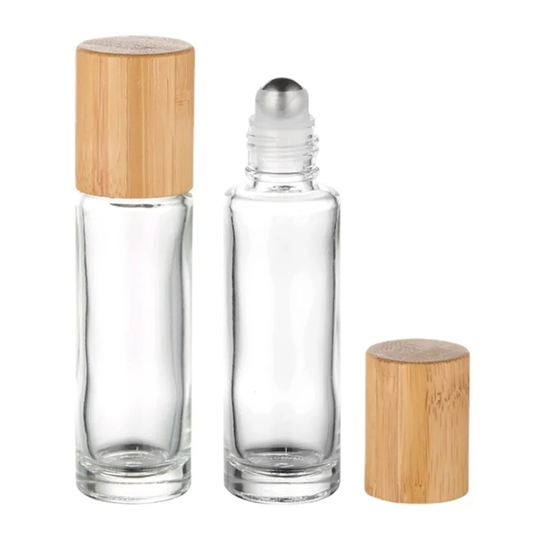 Natural 10ml 5ml Bamboo Wood Roll On Ball Bottle With Window Essential Oil Sub-bottling Perfumes Roller Bottle