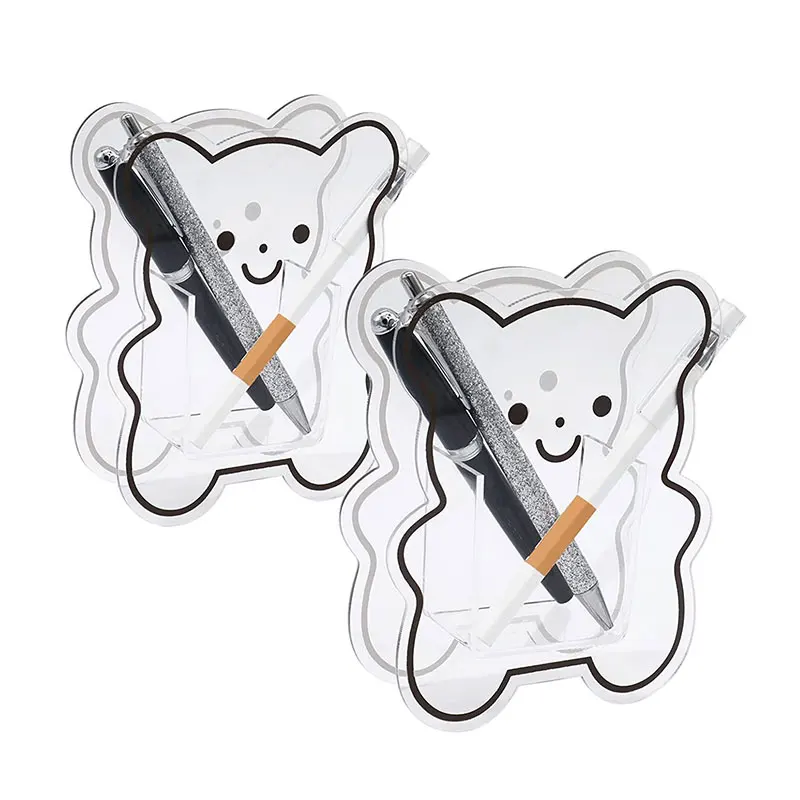 Customized Plastic Kawaii Desktop Organizer Bear Acrylic Pen Pencil Holder