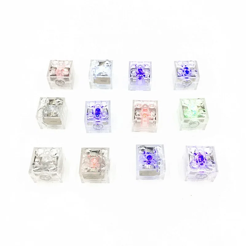 2*2 High Brick Plastic Building Blocks Basic Part Glow in Dark Small Particle with LED Light and Color Flash Transparent Colors