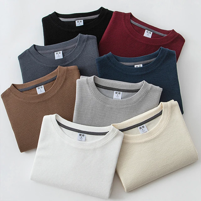 OEM custom blank cotton waffle knit t-shirt for men
