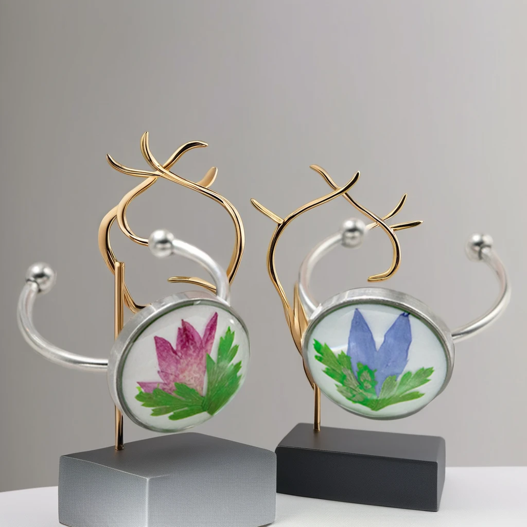 Manufacturers Stainless Steel Sliver Handmade Butterfly Resin Open Dried Flower Ring Fashion Jewelry for Women