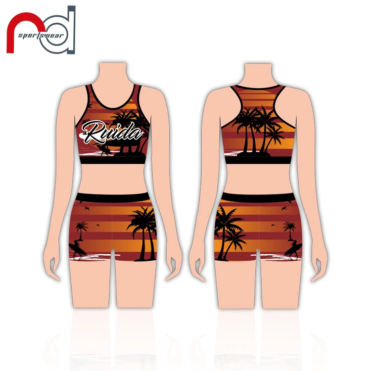 Custom Children Girls Cheerleading Practice Wear Cheer Top And Shorts Gymnastics Training Dance Team Wear