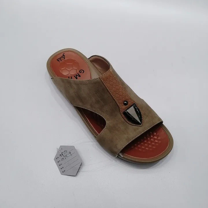 China customize hot sell high quality mens slippers beach comfortable anti slip outdoor PU leather buckle men slippers