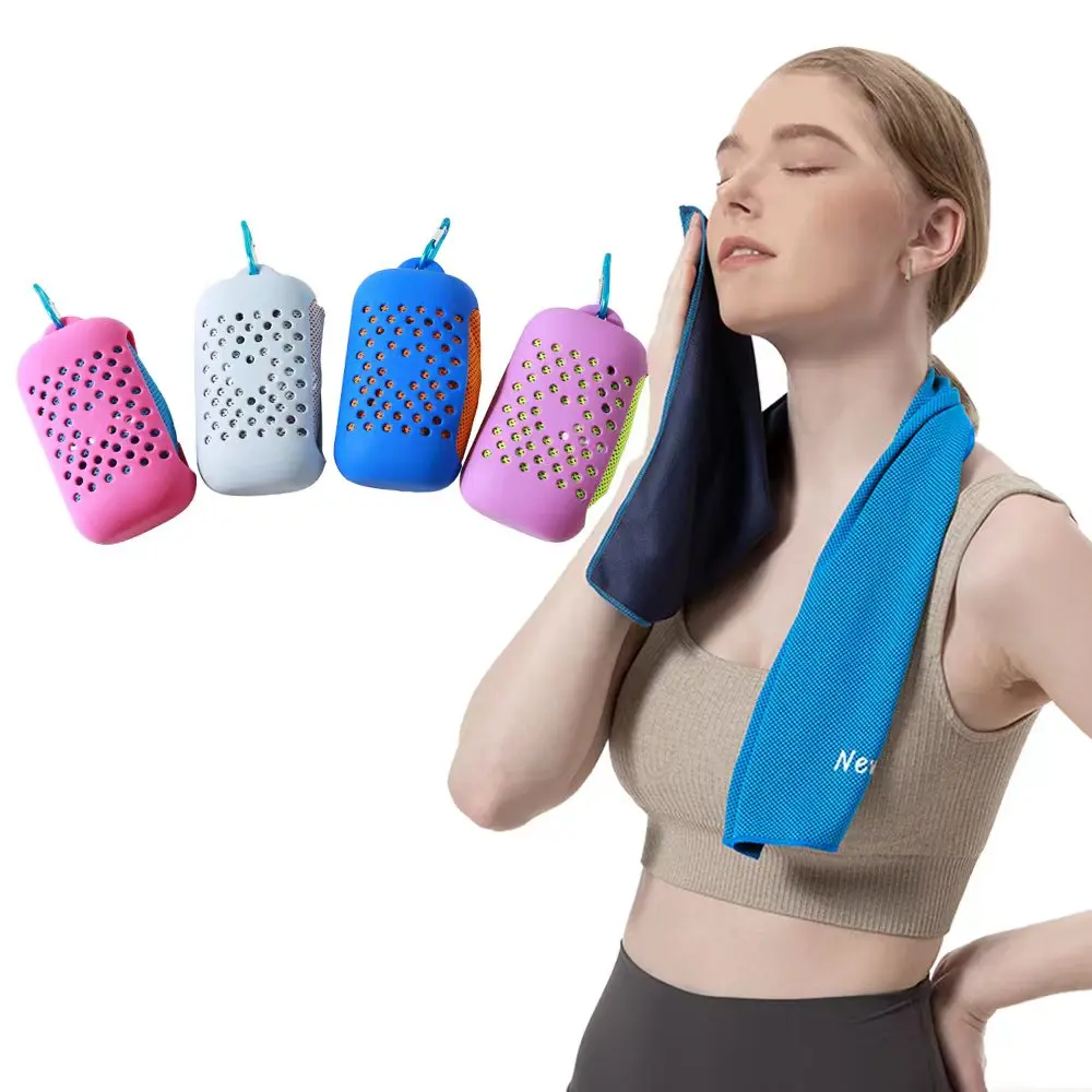 Sublimation Multicolor quick dry cooling towel with pvc bag custom logo trend ice cold towel for sports and running