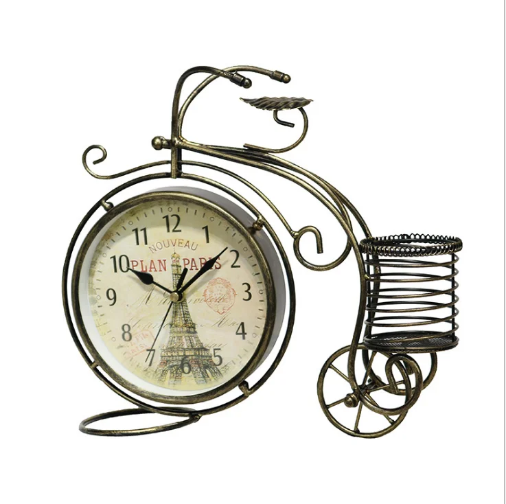 Retro nostalgic iron silent bicycle seat vertical floor clock living room bedroom study mental craft home decoration