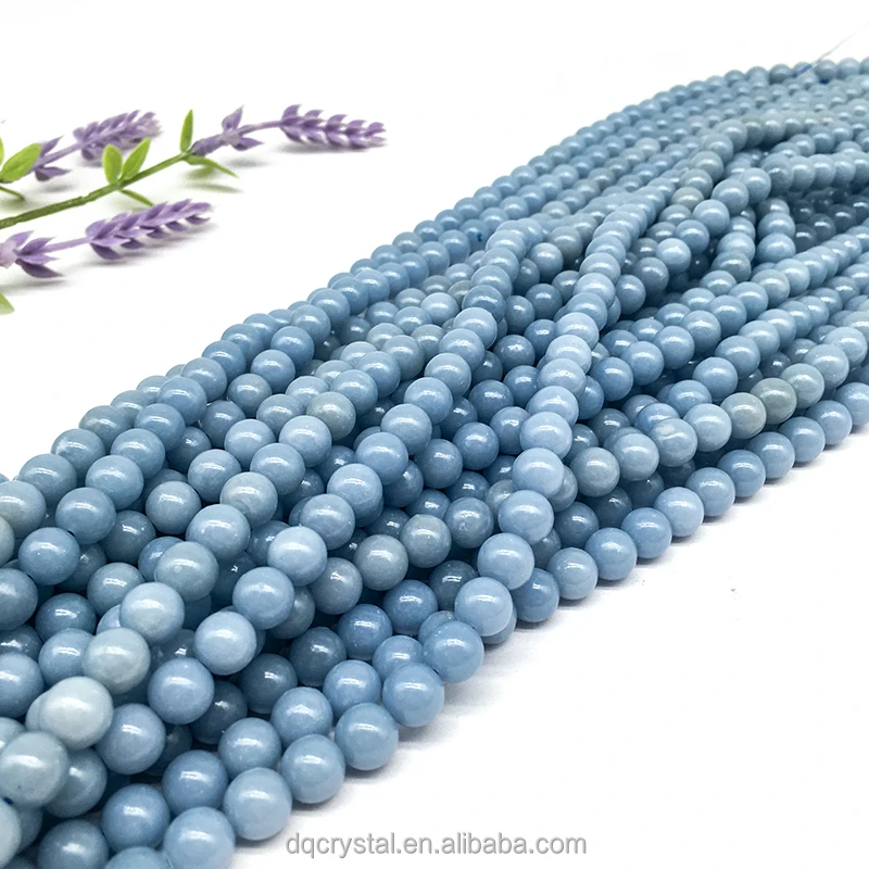 Crystal jewelry making angelite  bracelet supplies natural 8mm beads blue angelite stone feng shui bracelet for women gift