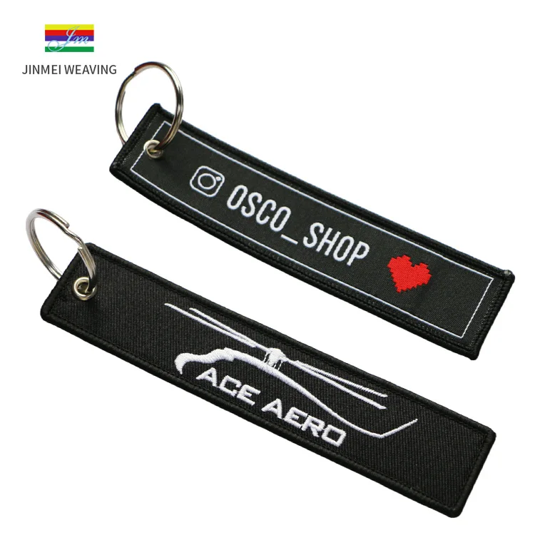 Custom Woven Fabric Embroidery Keychain Key Tag Custom Jet Tags