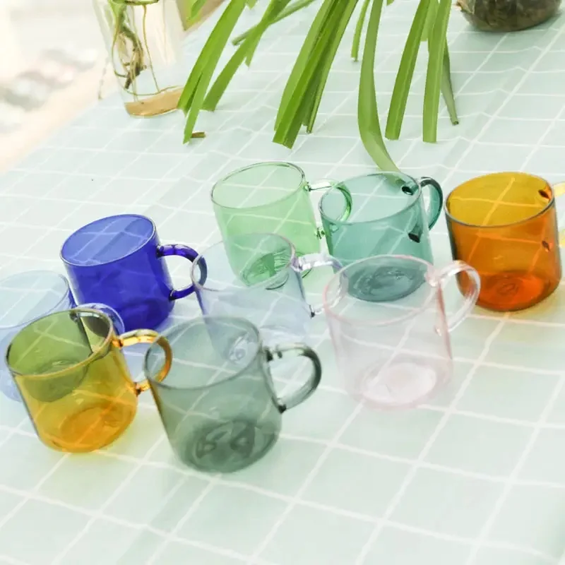 Customizable 350ml Borosilicate Hand Blown Glass Coffee Mug Set Reusable Drinkware Eco-Friendly School Use Comes Gift Box