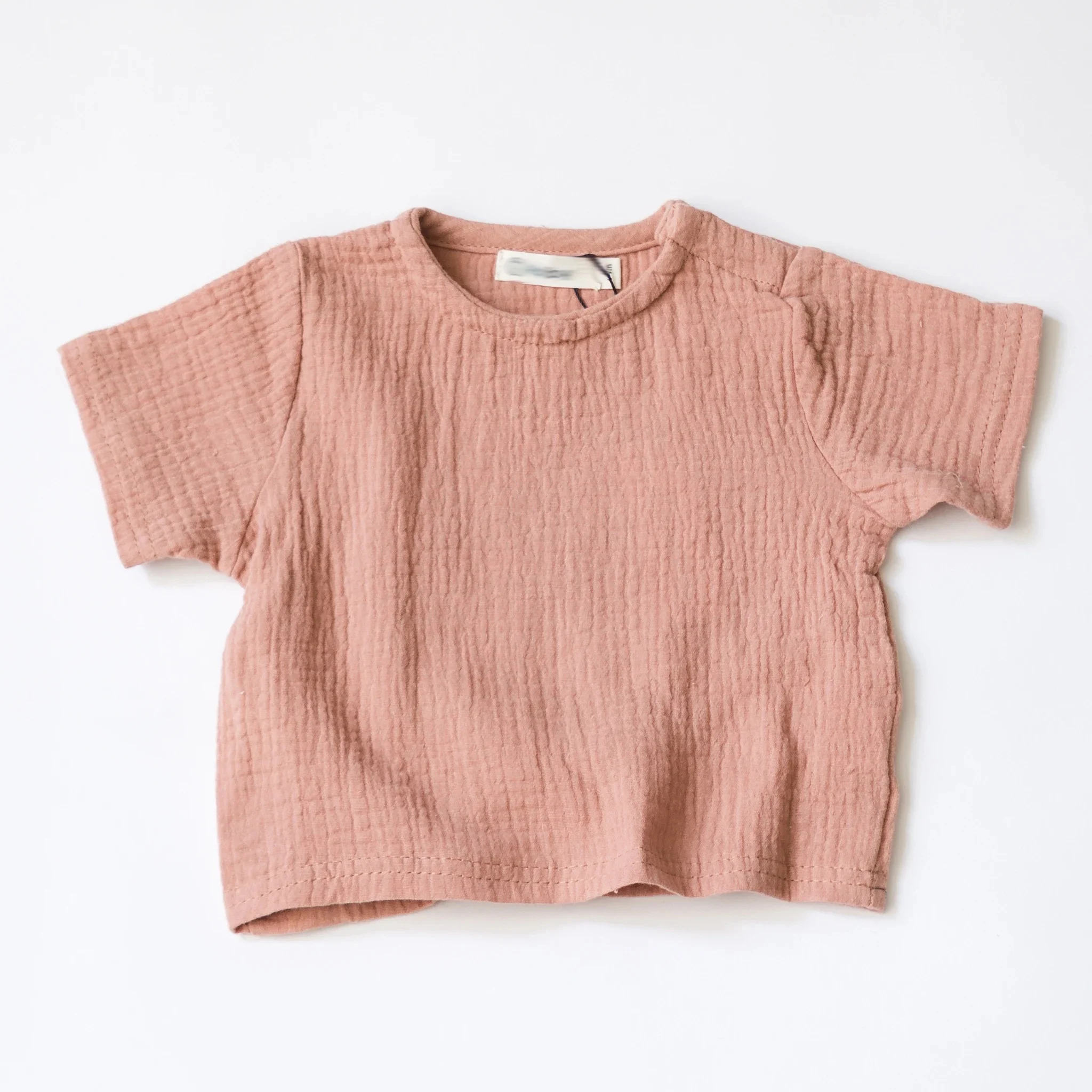 
Custom 100% Double Gauze Cotton Muslin Baby Boy Tee Shirt Baby Girl Tee Shirt Kids Clothes 