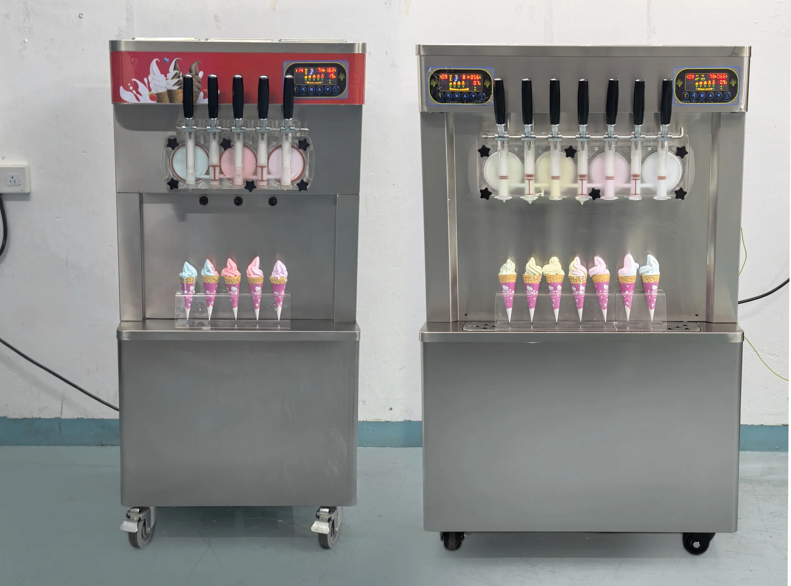 4+3 Mix Flavor Soft Serve 7 Flavors Commercial high production Soft Ice Cream Machine With Air Pump Ice Cream Machines