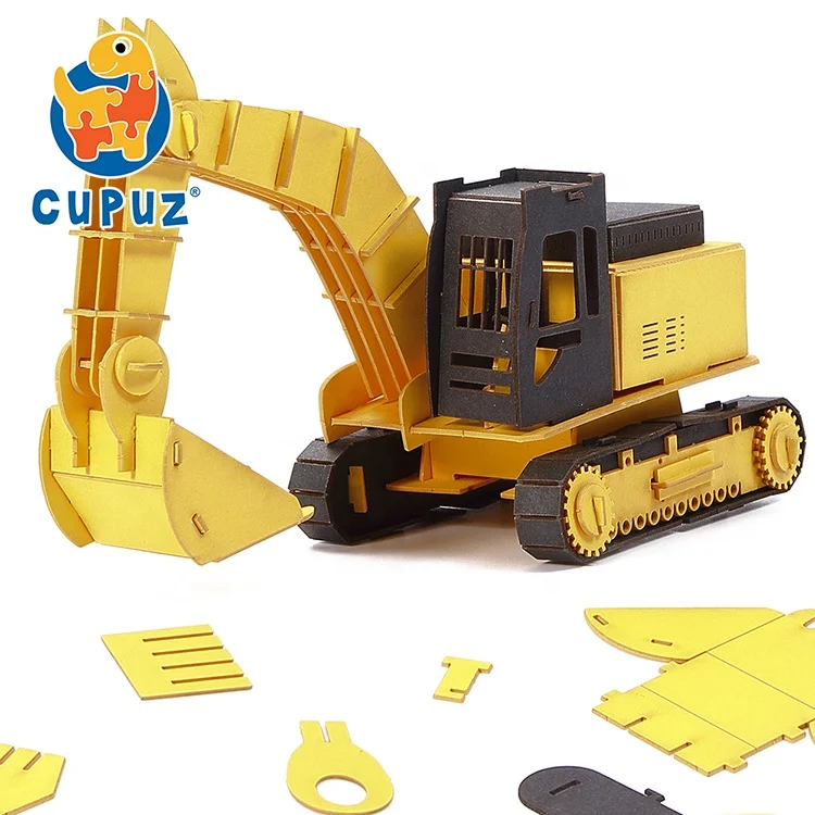Engineering truck car toy for kids laser cut paper craft 3d jigsaw puzzles Excavator Model