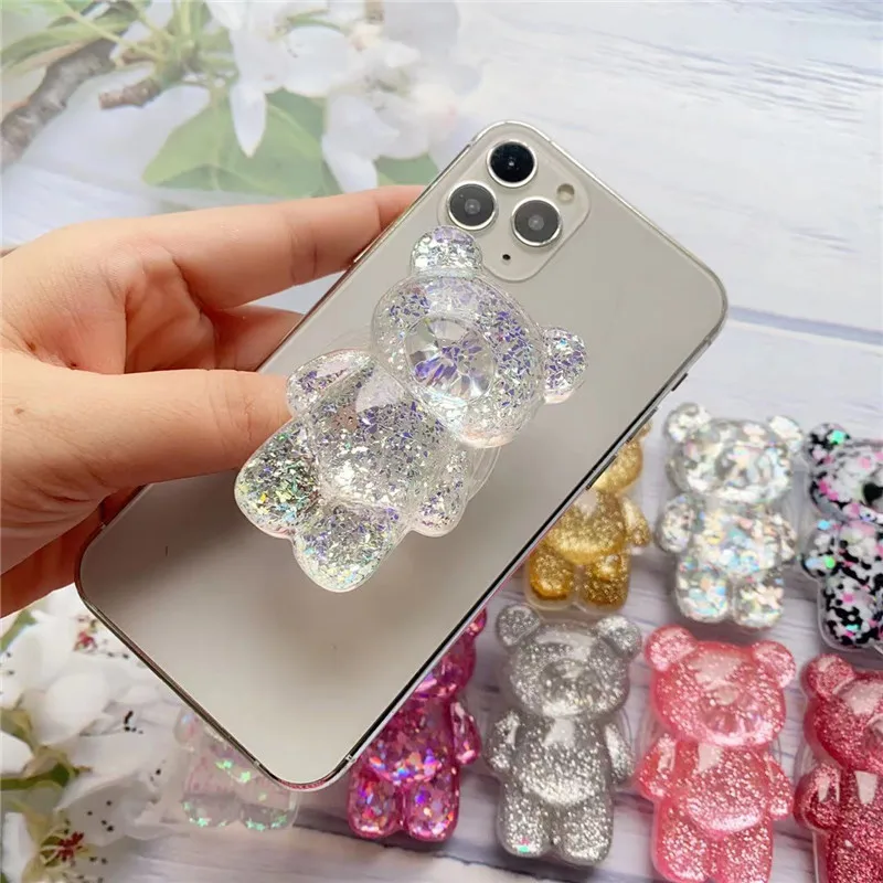 3D милый лазерный медведь держатель для сотового телефона Ручка кронштейн для сотового телефона Поддержка Griptok Настольный телефон на палец подставка складной мобильный держатель