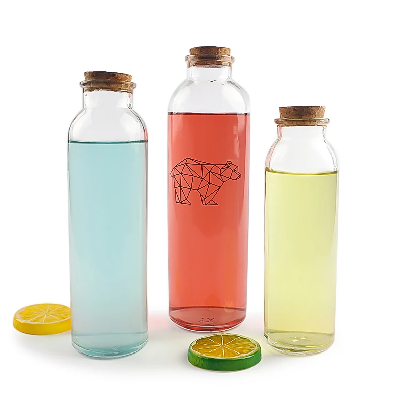 Empty clear glass cold-brewing tea bottle 250ml 350ml 500ml 8oz 12oz 16oz juice beverage milk tea bottles with cork