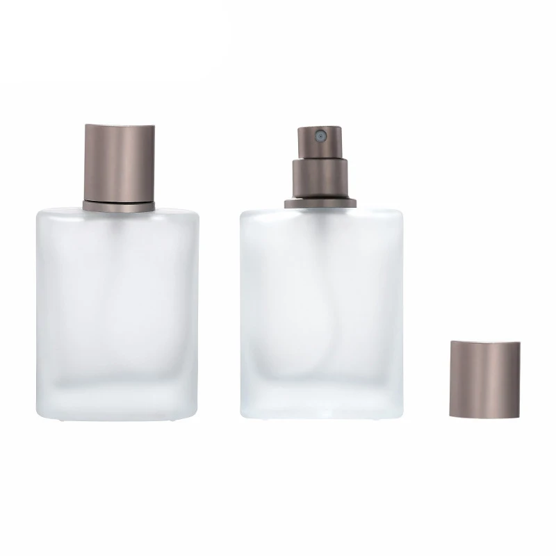 Stock 1oz 30ml Clear Frosted Glass Perfume Bottle With Aluminum Atomizer