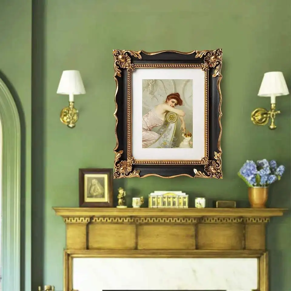 Французская рельефная Классическая искусственная деревянная винтажная фоторамка домашняя декоративная настенная фоторамка из смолы