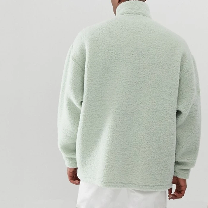 
OEM custom men oversized track top in green faux fur coat 