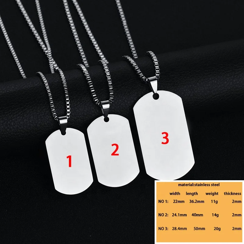 hot sale manufacturer wholesale custom dog tags necklace stainless steel engravable oval metal military pendant necklace Jewelry
