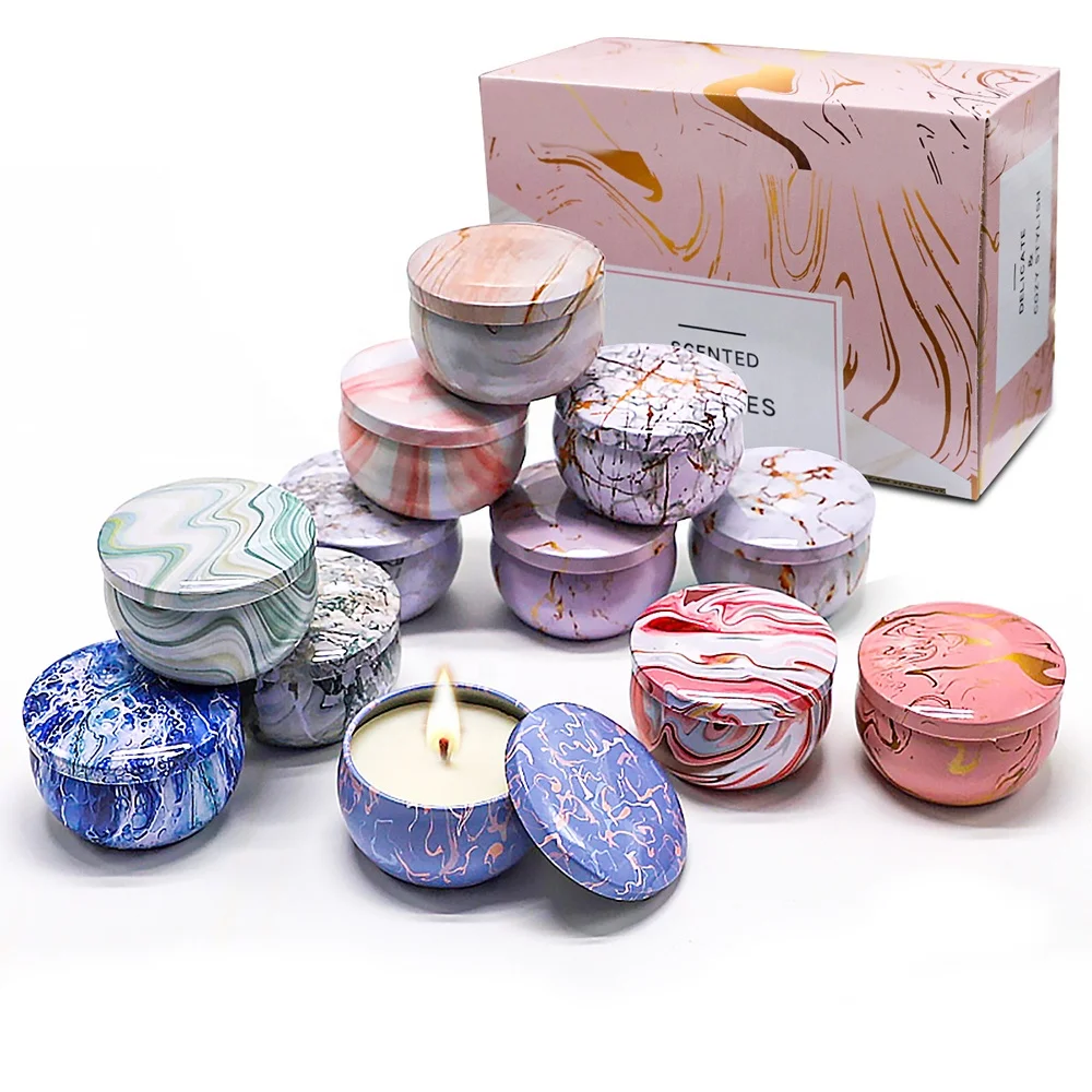 Wholesale 2.5 oz Metal Tins Jar Candle Luxury Gift Set Aroma Soy Wax Scented Candles