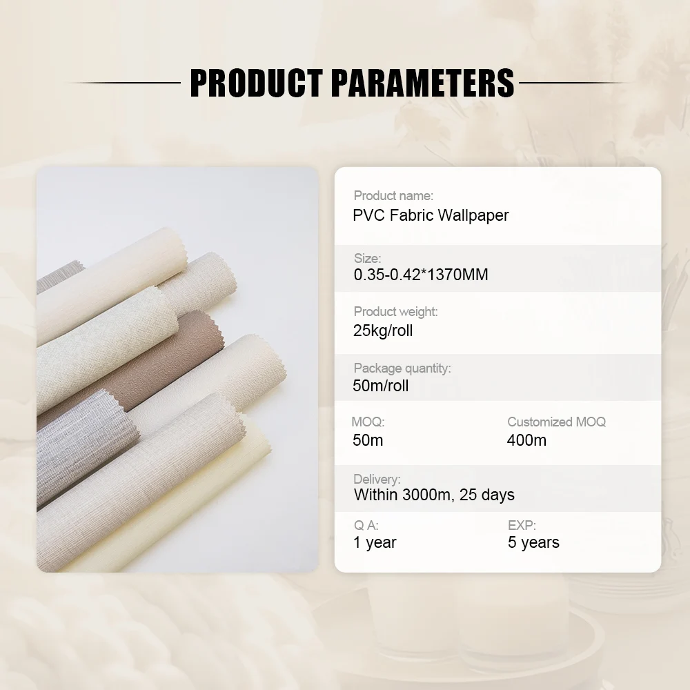 TIANAN PVC Fabric Wallpaper Interior Wallpapers Decorative Wall Paper Wallcovring Wall Cloth Rolls