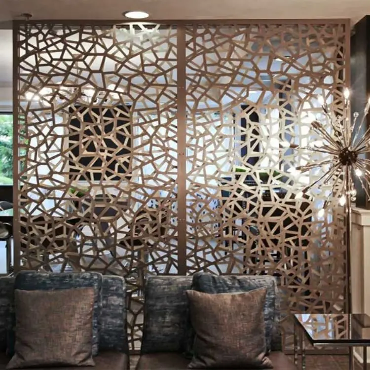 Factory Custom Luxury decorative laser cut Display metal screen partition room divider screen
