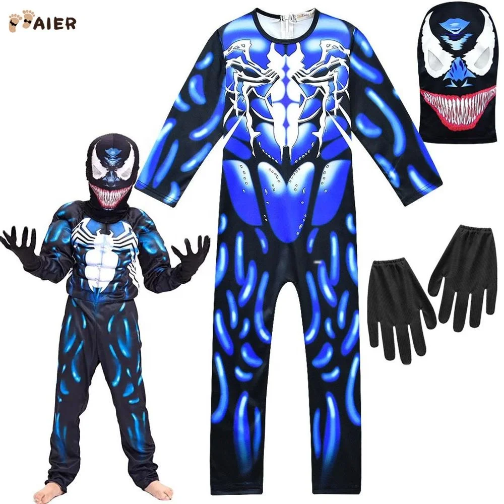 
Halloween Venom Symbiote Costume Movie Venom Cosplay Black Zentai Suit With Mask Halloween Costumes For Boys 
