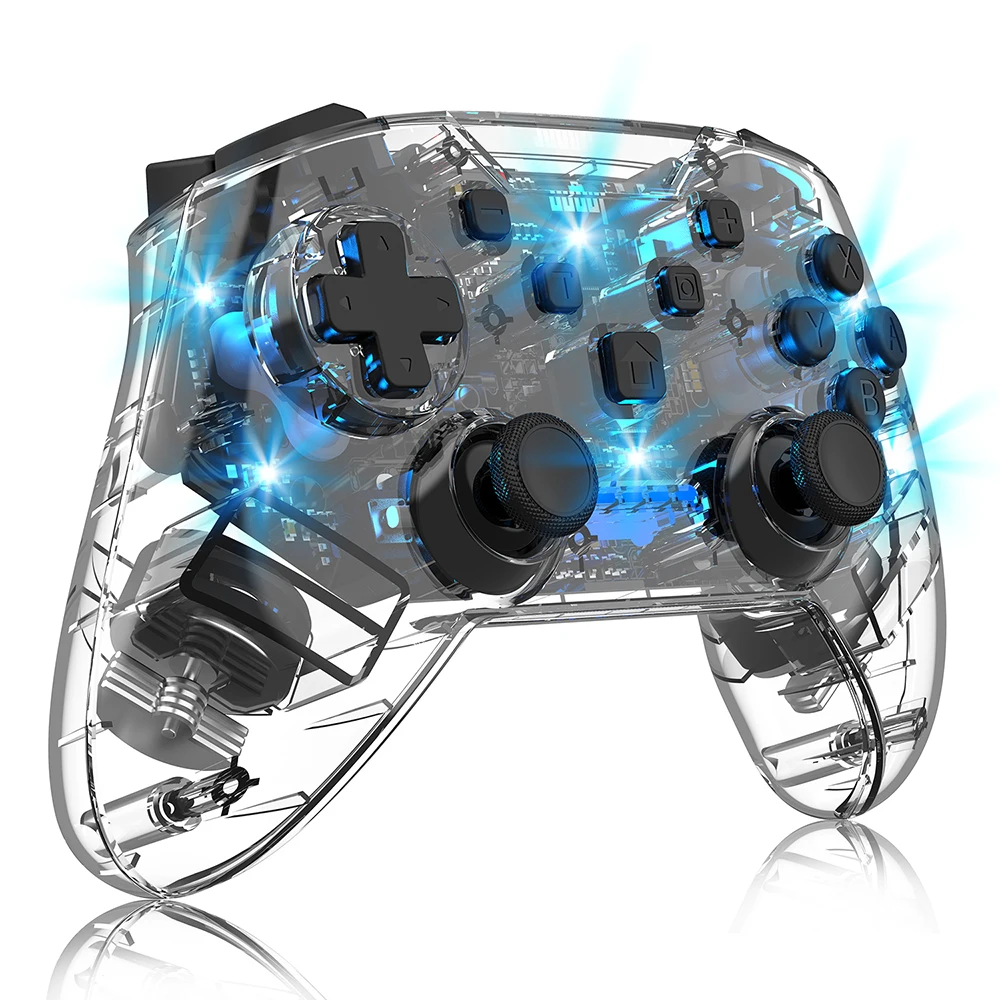 Transparent Wireless Switch Pro Controller  dual vibration and gyro function joystick Gamepad ns pro controller