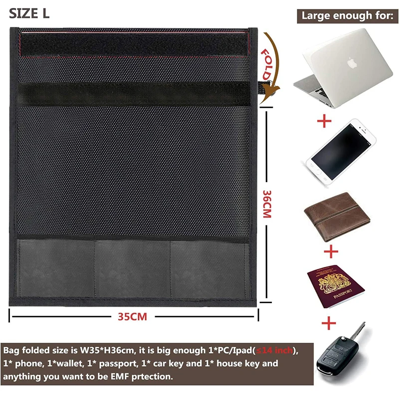 QQgift OEM Custom Faraday Bag for Phones 2 Packs Faraday Cages for Ipad Card Data Protection (M+L)