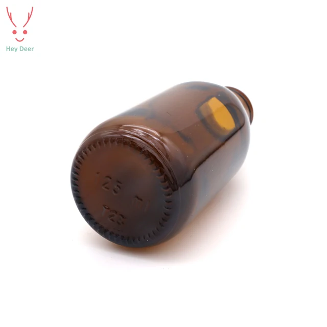 125ml Amber Round Glass Syrup Bottle with 28mm Neck