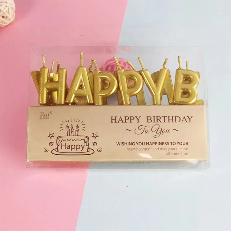 Wholesale Colorful Sparkling Happy Birthday Letters Cake Candle for Party Decorating Cake Candles