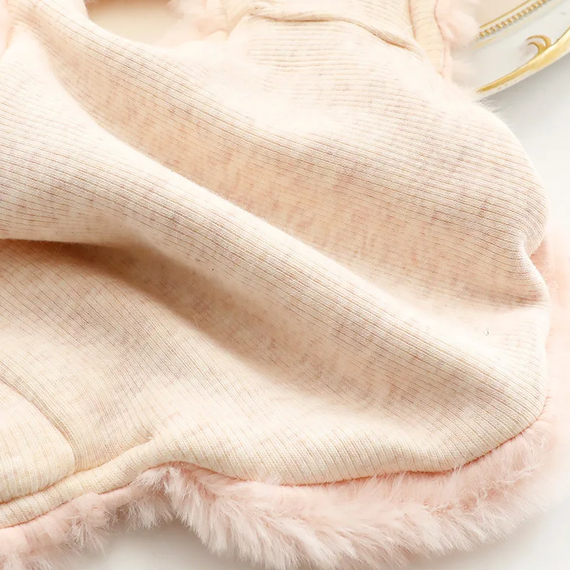Noble dog clothes autumn and winter clothes cat princess cotton coat rabbit plush bow fragrant wind small dog Teddy pet