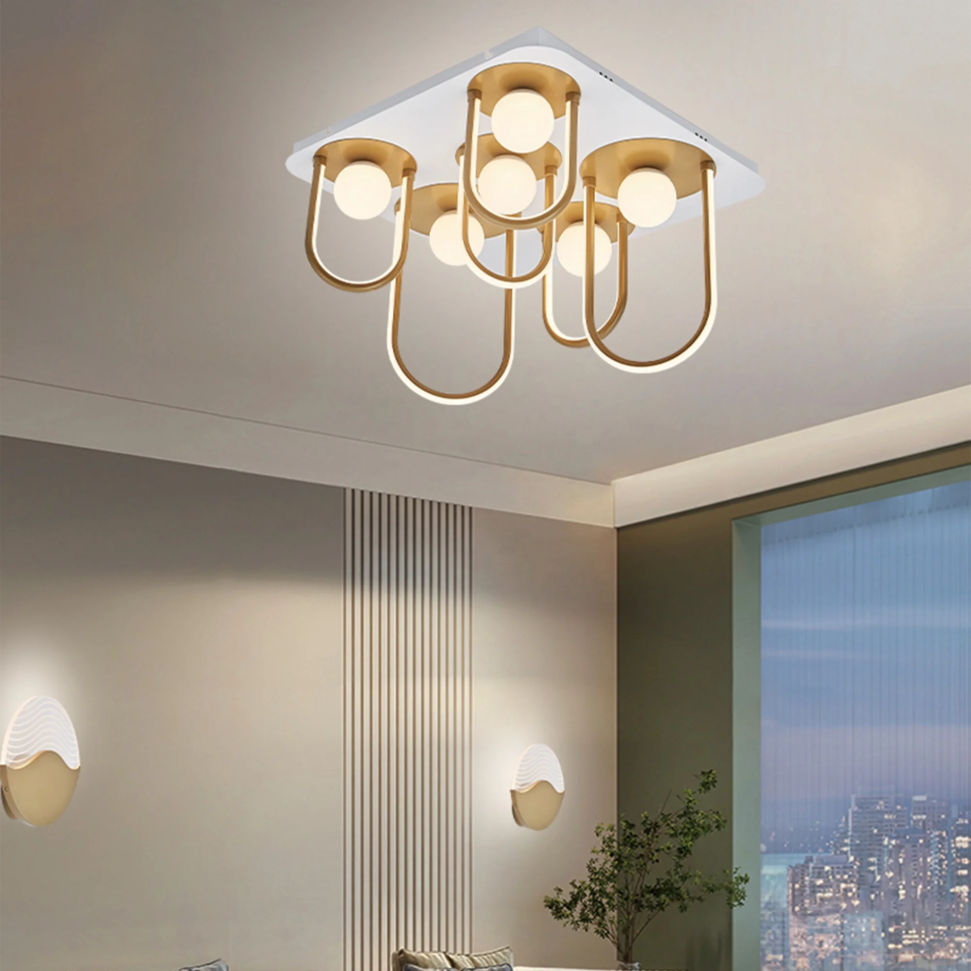 Smart Led Ceiling Night Light Office Lights Dining Room Chandeliers  Bedroom Lamp