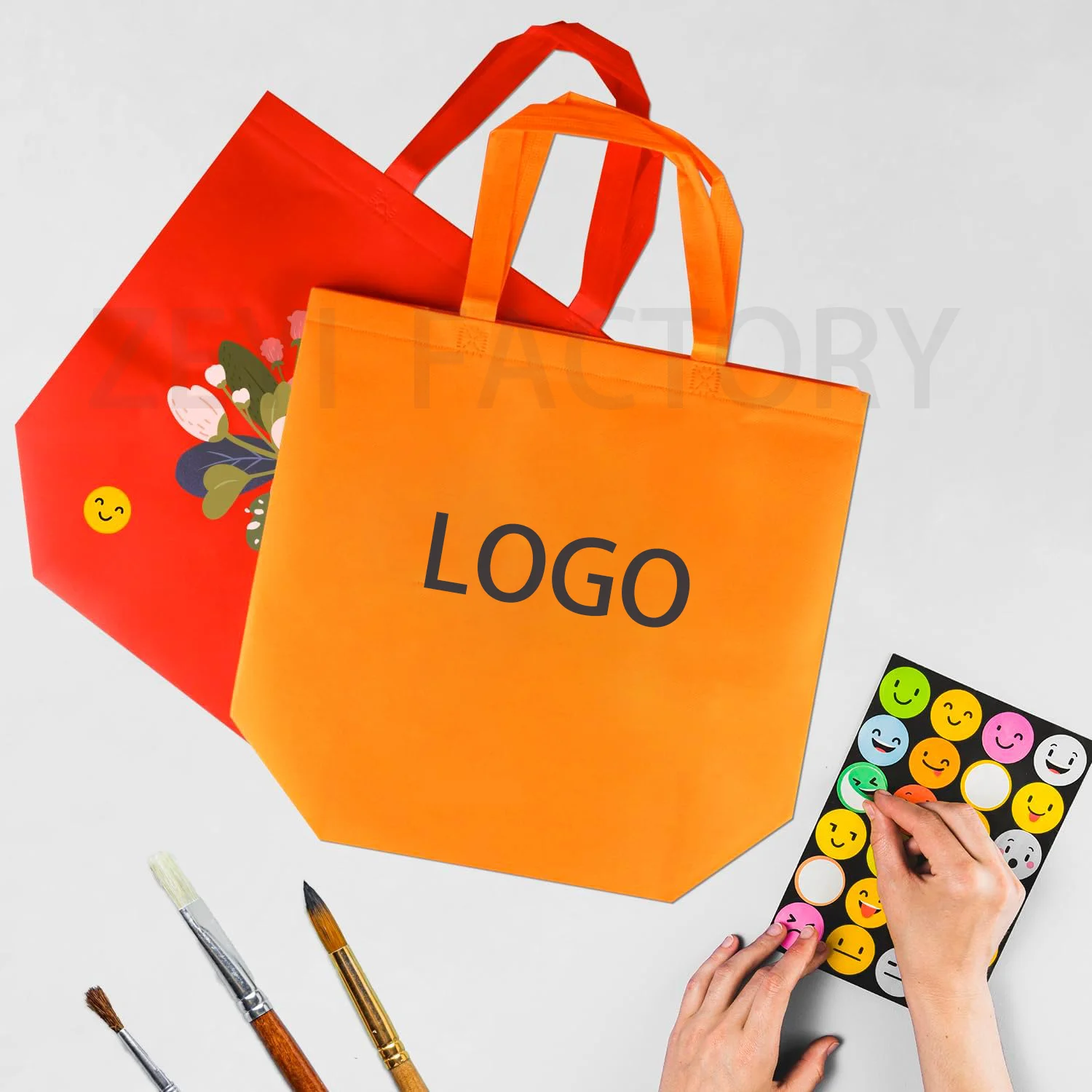 Custom Logo Reusable Eco Friendly Recycle Fabric Foldable Tote Grocery Shopping Bags Handbag Non-Woven Carry Shopping Bag