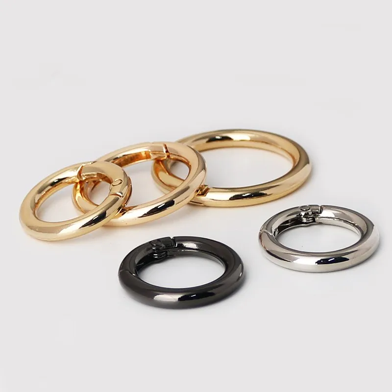 Handmade Metal Circle Snap Carabiner Clip Hook O Ring Spring Gate Clasp Buckle Round Spring Buckle For Handbag