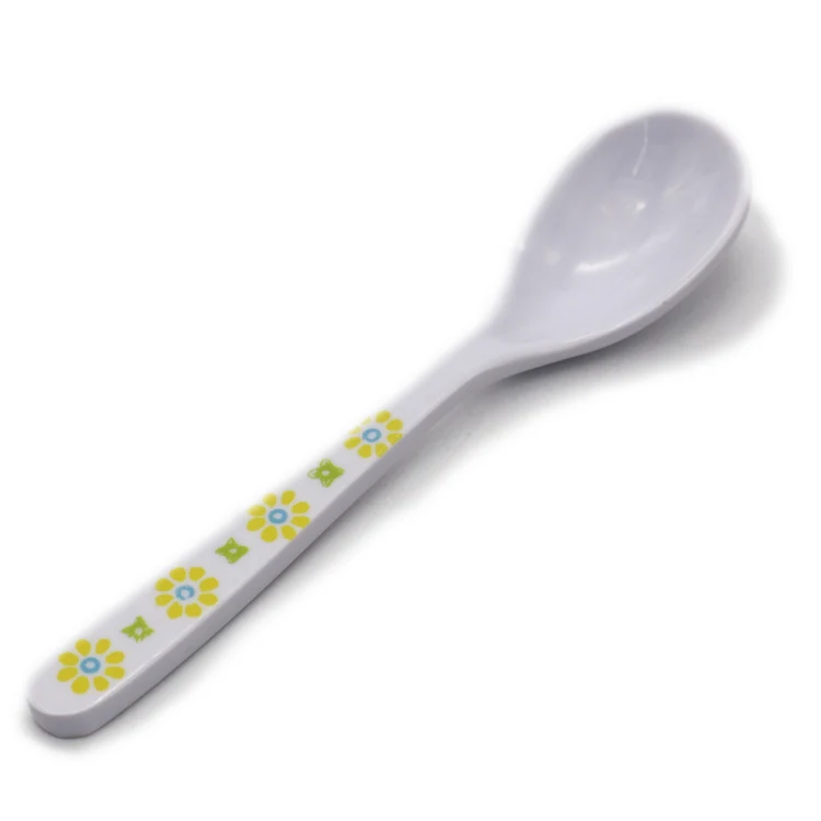 Eco-Friendly Mini White Flower Melamine Cutlery Sugar Spoon Kids Coffee Scoop Custom Multi Function Long Handle Tea Spoon