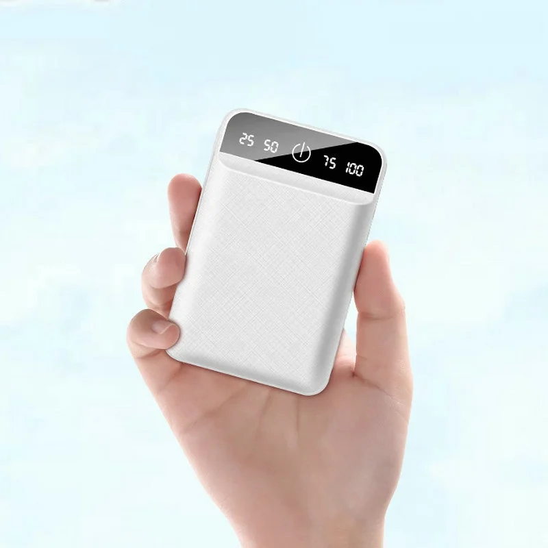 Portable LED Screen Mirror Face USB Fast Charge Power Bank Wallet Mini Pocket 10000mAh Battery Power Bank For Cell Phones