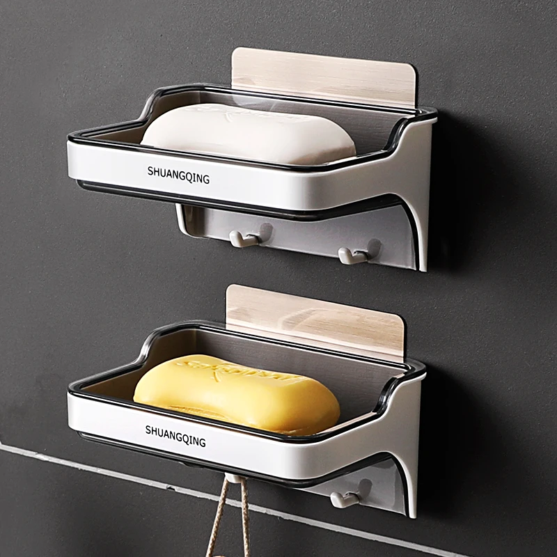 Good quality Wall mounted bathroom plastic soap dish with hook soap holder