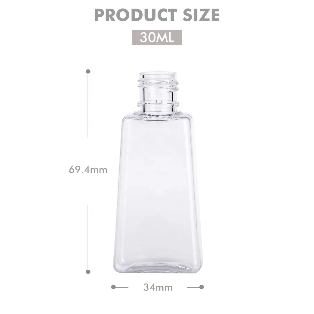 
Wholesale Hand gel cleanser containers flat hand sanitizer 1 oz 30ml pet bottle sanitize bottle 